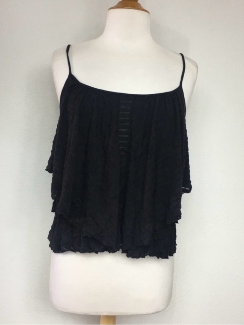 Free People Womens Black Burnout Layered Tank Top Size Small Y2K Boho Streetwear